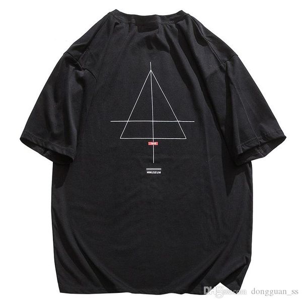 

hip hop t shirt men 2020 streetwear harajuku tshirt geometry model print summer short sleeve t-shirt cotton fashion tees, White;black