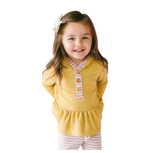 

baby girls clothes set toddler kids baby girls fasion hooded solid ruffle stripe pants outfits kids clothes, White