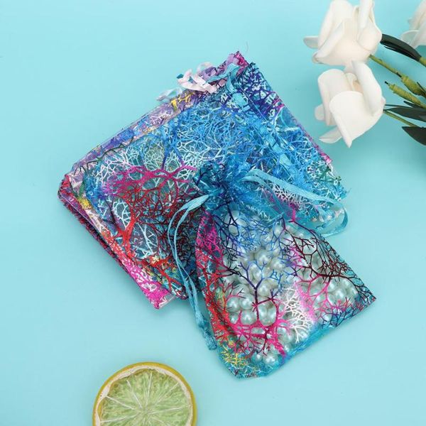 

100pcs wedding favor mixed color voile organza bags christmas wedding gift organizer drawstring pouches jewlery packing gift
