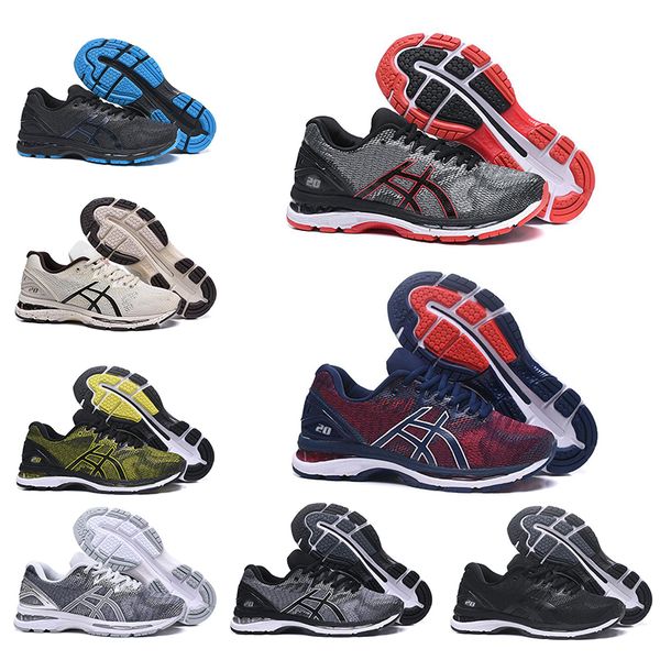 

2019 gel-nimbus 20 stability breathable running shoes for men black white blue red mens trainer fashion sports sneakers runner, White;red
