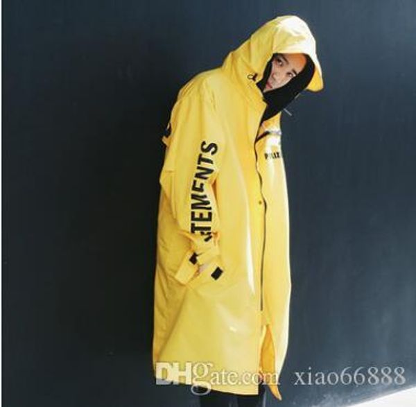 

new men's vetements rain coat kanye west bomber jacket streetwear long hoodies men hip hop windbreaker oversized brand clothes, Black;brown
