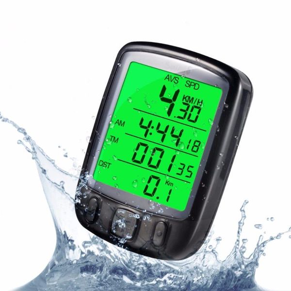 

bicycle cycling bike wired lcd pc odometer speedometer waterproof + green backlight biking computer riding drop shipping