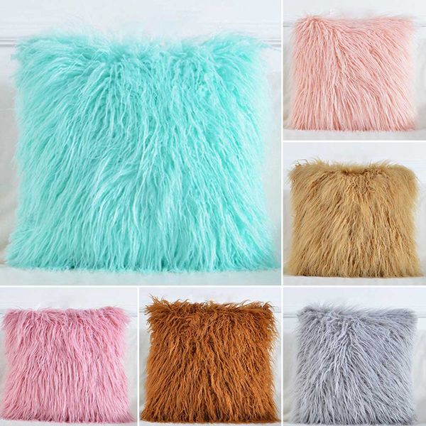 

fashion home long hair pillowcase solid color variety optional home decorative practical pillow cover pillow case