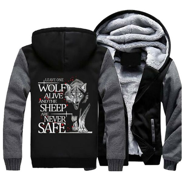 

game of throne hoodie men adults thicken zipper sweatshirts 2018 new fashion winter hoody jackets casual warm coat, Black