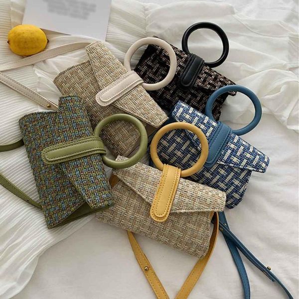 

women's fashion woven bag woven waist bag shoulder messenger knitting waist pack famale fashion