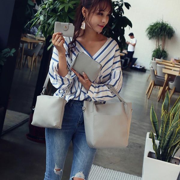 

simple women four sets handbag shoulder bags four pieces tote bag crossbody wallet bags multi-function combination package