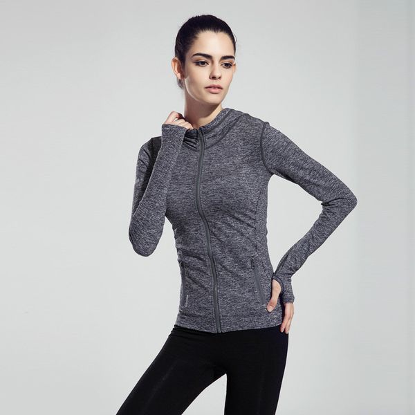 

running jacket jersey women windproof hooded sport coat outwear full zipper fitness yoga gym sweatshirt with pocket, Black;red