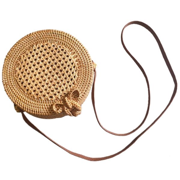 

jhd-women round manual rattan single for shoulder bali beach bag