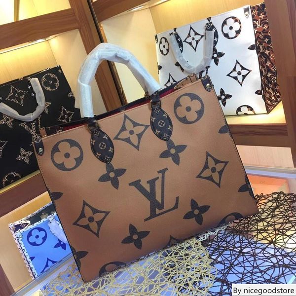 

m44571 m44576 fashion luxury s leather designer onthego handbag ladies tote bag shoulder bag brown