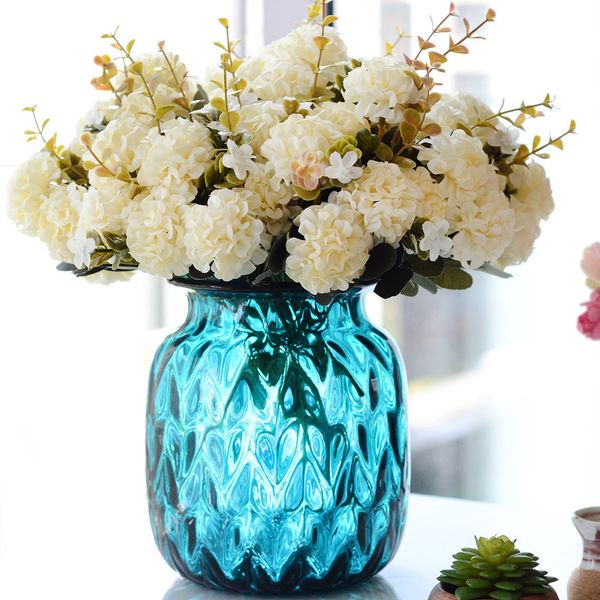 

10 heads /bouquet artificial ball chrysanthemum flower silk hydrangea flower fake plant wedding supplies diy festival home decor