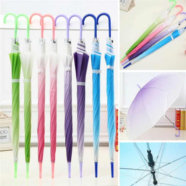 

gradient transparent umbrella solid color thick gradient umbrella rain sunshade long handle outdoor performance travel umbrella