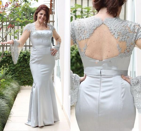 

mermaid mother of the bride dresses with lace applique sher long sleeves prom dress evening gowns, Black;red
