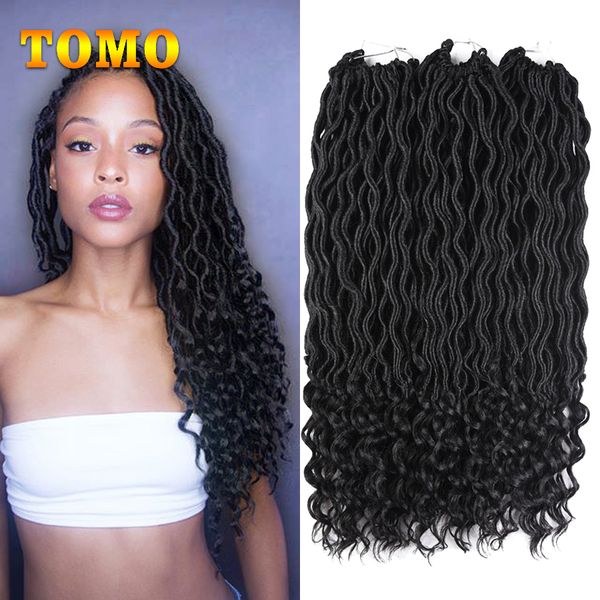 2020 Tomo Faux Locs Curly Long Crochet Braids Black Or White Woman