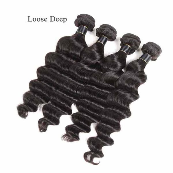 

бразильская сыпучие глубокая волна человеческих волосы 3/4 связка перуанских индийских человеческих волос бразильского virgin сыпучие глубок, Black