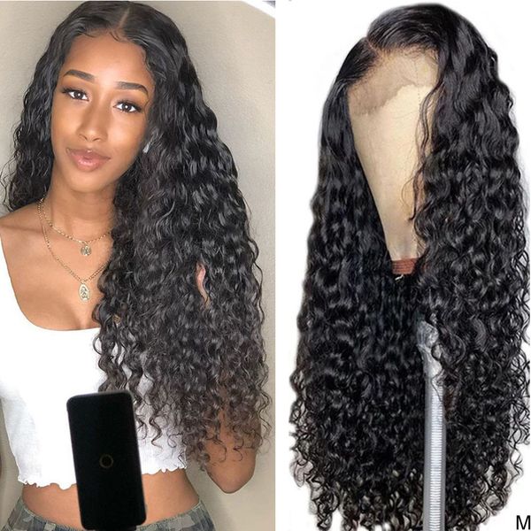 

13x4 lace front human hair wig water wave lace front wig 13x4 lace frontal wigs remy wig, Black