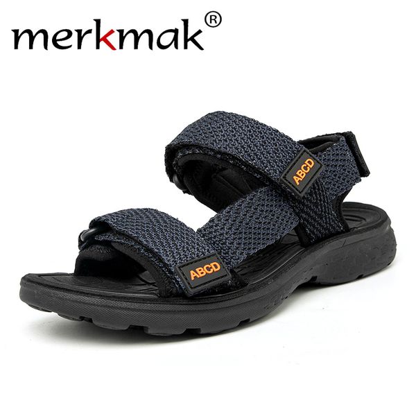 

merkmak sandals men summer sandals beach light mens sport beach water man outside hiking large size 47 shoes, Black