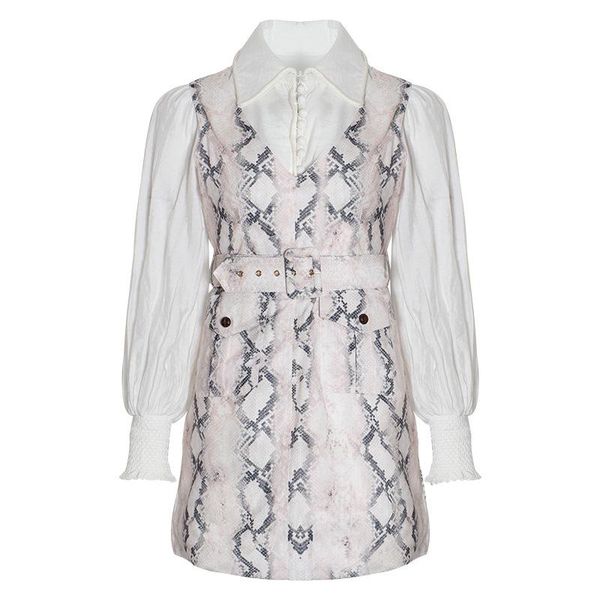 

womens new outer wear vest trend two-piece snake vest skirt with shirt suit female, White