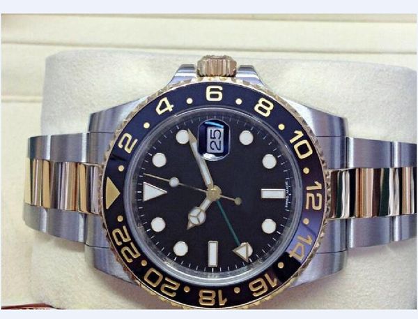 

2020new wholesale fashion mechanical original box certificate2813 movement 40mm ceramic bezel two tone gold gmt 116713ln automatic m, Slivery;brown