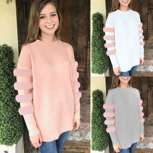 

европейских и американских женщин одежда пальто sexy шею плюша строчка с длинными рукавами top, White