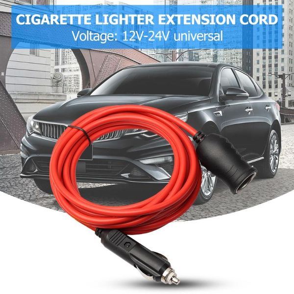 

12v 24v 10a car cigarette lighter socket extension cord cable 3.6m/12ft red cigarette lighter plug male-to-female extension line