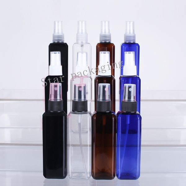 100ml X 50 nebulizzatore pompa contenitore in plastica 100 cc bottiglia di profumo spray nebulizzato quadrato nero flaconi cosmetici vuoti