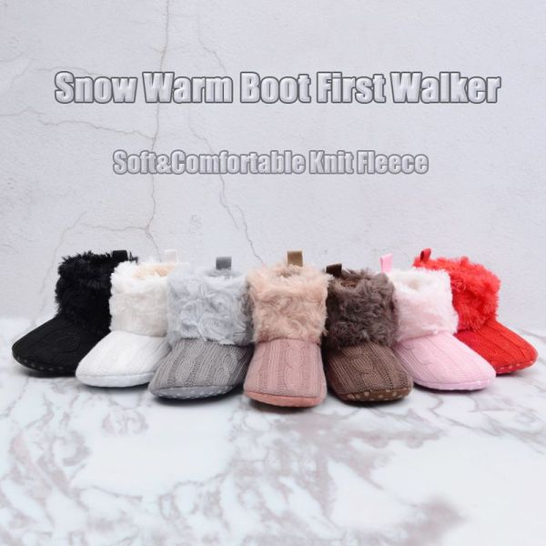 

5 color baby kid boys girls knitted fur snow boots toddlers soft and cute winter warm boots first walkers for 0-18 months