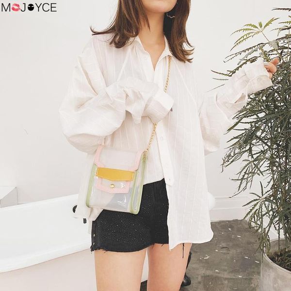 

laser transparent chain shoulder handbags women pvc flap crossbody bags