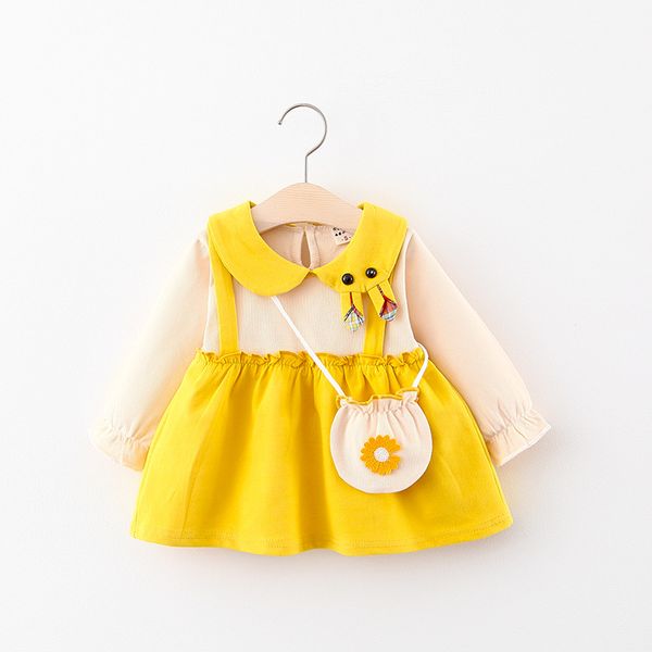 

2020 autumn baby girl dress clothes cute cartoon long sleeve dress for girl clothing casual toddler girls dresses vestidos, Red;yellow