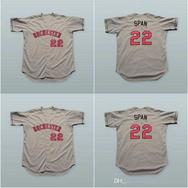 

22 Denard Span Rochester Red Wings Gray Baseball Jersey Stitch Sewn Women/Youth All Stitched Jerseys