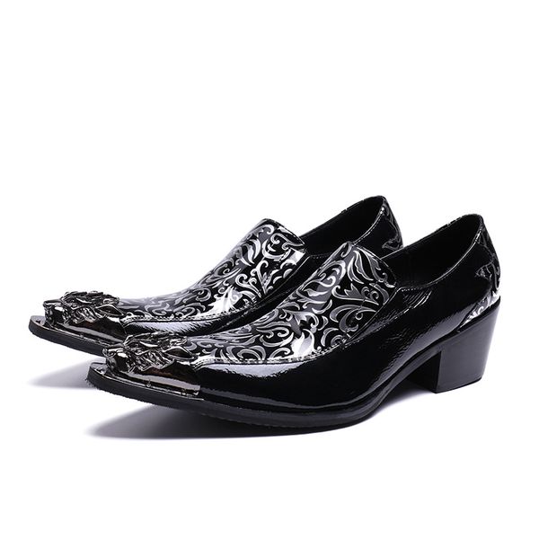 

british style mens oxfords pointed toe iron men oxford shoes fashion printed oxford shoes for men, Black