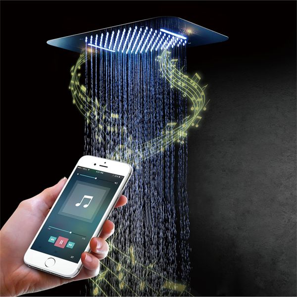 

Shower head led ceiling quare u 304 580 380mm howerhead bathroom mu ic fm radio bluetooth overhead hower rainfall waterfall hower