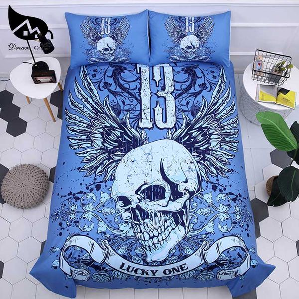 

dream ns bedding set 3d blue skull printing four piece suit quilt cover pillow case home furnishing articles