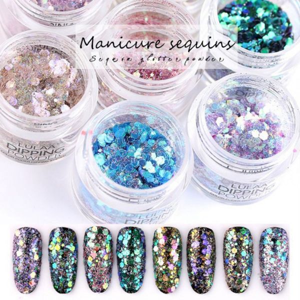 

2019 3.5g nail mirror glitter effect powder polish kit no smell & diy uv nail art manicure, Silver;gold