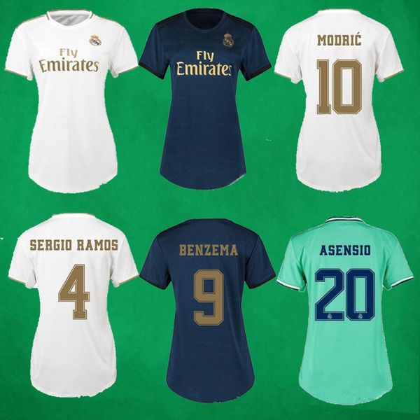 

19 20 real madrid female soccer jersey home away third football shirts womens ronaldo hazard pogba asensio football jersey ladys uniforms