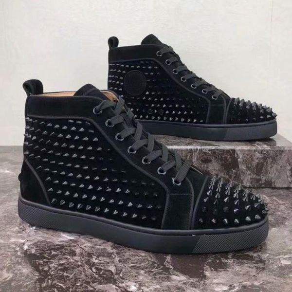 

christian louboutin cl designs shoes fashion sneakers red is bottom high spikes flats shoes for men women leather sneakers l