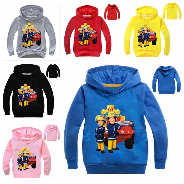 

boys hoodies spring cotton fireman sam printed hoodies for boys toddler boy clothes kids sweatshirt 2-14 years children clothing, Black