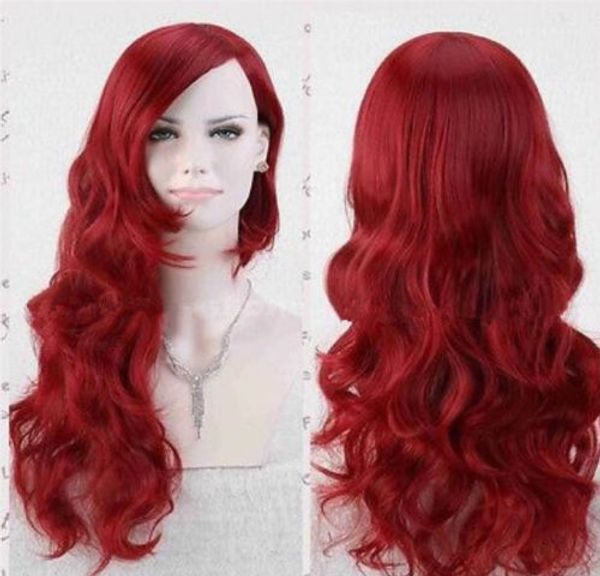

anime batman-poison-ivy- long red synthetic wave hair cosplay hair full wigs, Black