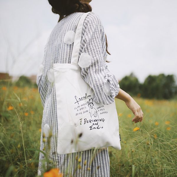 

nj shop casual tote student canvas women bag cartoon characters daily use foldable handbag shopping bag large capacity canvas
