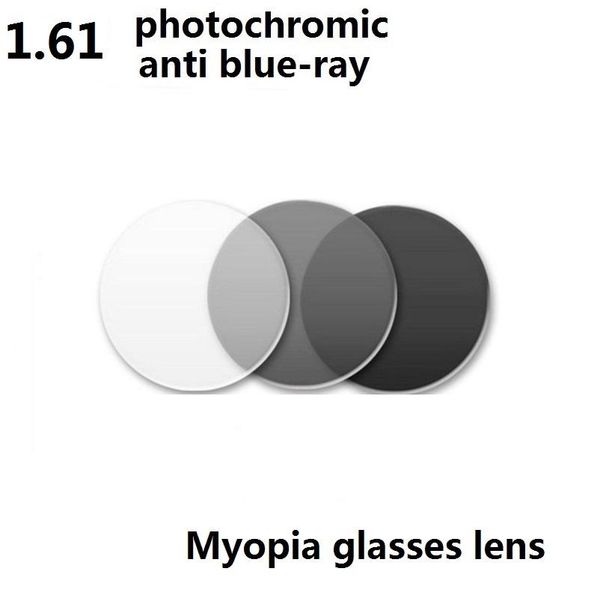 

1.61 mr-8 anti blue ray pchromic gray myopia eyeglasses lenses aspheric resin lens prescription sunglasses reading glasses