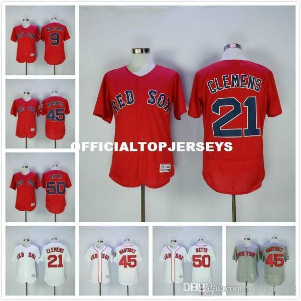 

50 mookie betts 21 roger clemens 45 pedro martinez flexbase jersey, Black;blue