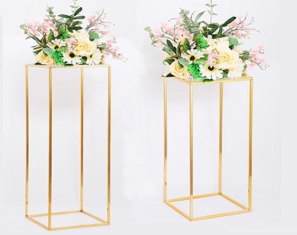 

gold color wedding decoration 4pcs/set wedding flowers stand arrangement table centerpiece iron geometric placed props
