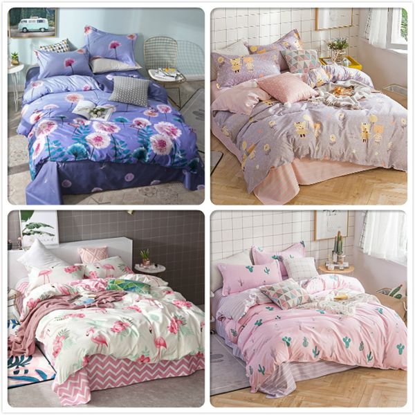 

фламинго pattern пододеяльник наволочка 3шт комплект постельных принадлежностей soft cotton kids для детей постельное белье твин  king