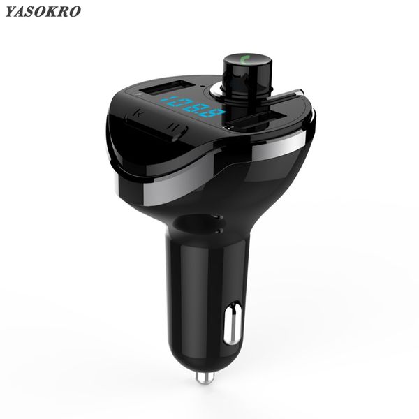

yasokro car handsfm transmitter bluetooth mp3 player car kit dual usb charger support tf card/u disk music play
