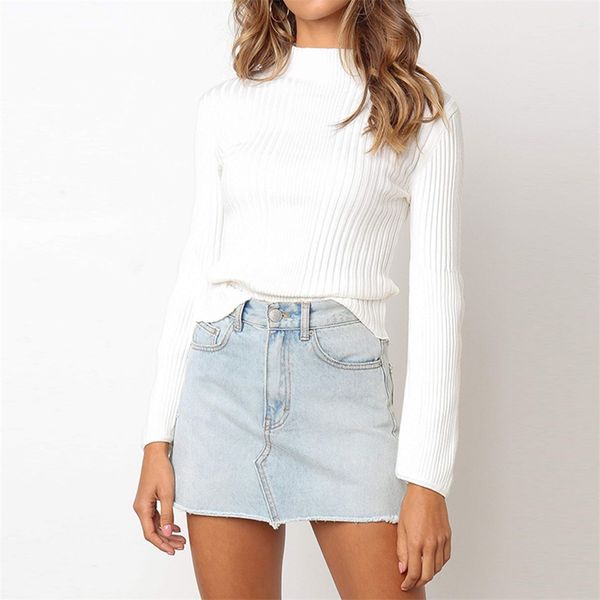 

2019 autumn women lady sweater o-neck elastic solid sweater pullover plus size women patchwork long sleeve knit, White;black