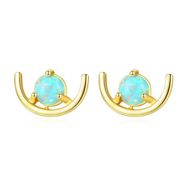 

jarry green pink blue fire opal stud earrings for women 925 sterling silver fine jewelry party boucle d'oreille femme se0418, Golden;silver