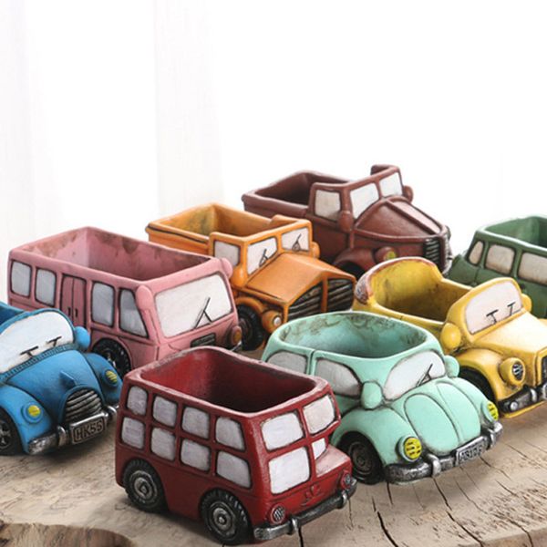 

car shaped flower pots succulent plants garden pots vintage retro style desk flowerpot home decoration