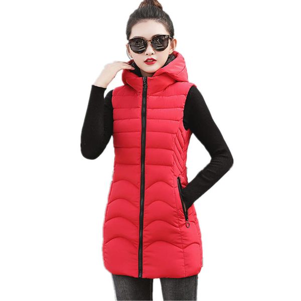 

autumn winter vest women waistcoat casual sleeveless jacket hooded warm long vest jacket casacos feminino plus size coats q705, Black;white