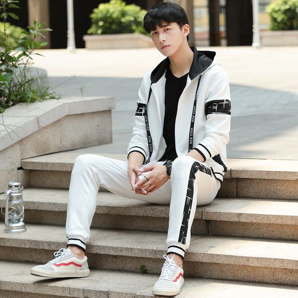 

tracksuit men set casual suits sportswear men sweatsuit streetwear autumn winter mens clothing man two pieces male sweatshirt, Gray