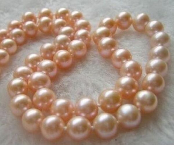 

18 inches 9-10mm south sea rose gold pearl silver pearl necklace