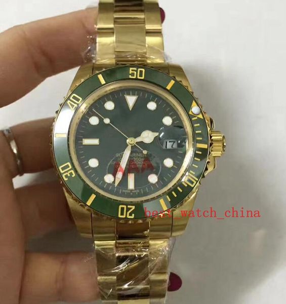 

perpetual 40mm 116618 116618ln 18k yellow gold ceramic bezel green dial asia 2813 movement automatic mens watch watches, Slivery;brown